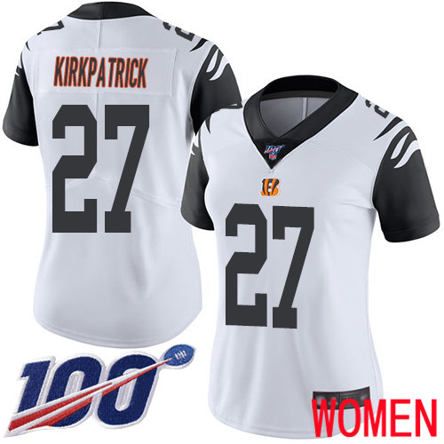 Cincinnati Bengals Limited White Women Dre Kirkpatrick Jersey NFL Footballl #27 100th Season Rush Vapor Untouchable->cincinnati bengals->NFL Jersey